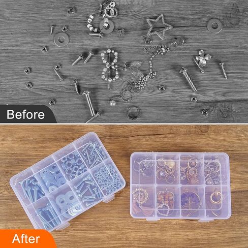 QUEFE 3 Pack 8 Grids Bead Organizers and Storage, Plastic Organizer Box with Removable Dividers Tackle Box Organizer for Candies Snacks Electronics Jewelry Small Parts in Saudi Arabia