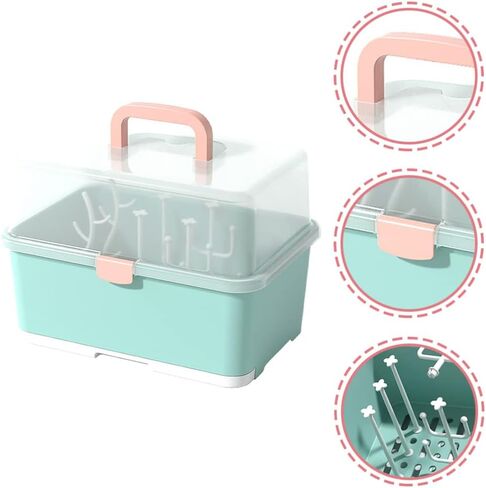 Zerodeko Dish Drying Rack Baby Bottle Drying Rack with Lid Cover Baby Bottle Storage Box Sippy Cup Drying Holder Bottle Nipples Accessories Space Saver Kitchen Cabinet Organizer Bottle Sterilizer in Saudi Arabia