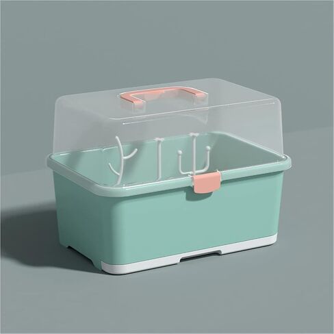 Zerodeko Dish Drying Rack Baby Bottle Drying Rack with Lid Cover Baby Bottle Storage Box Sippy Cup Drying Holder Bottle Nipples Accessories Space Saver Kitchen Cabinet Organizer Bottle Sterilizer in Saudi Arabia
