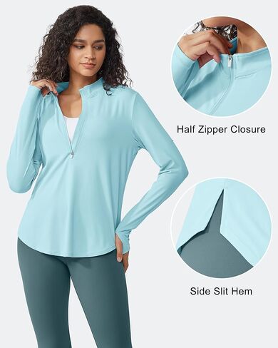 G4Free Womens UPF 50+ Sun Shirts Lightweight Quick Dry Long Sleeve Workout Tops Lightweight Running Pullover in Kuwait