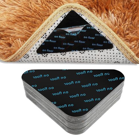 Rug Carpet Grippers for Hardwood Tile Floors, Mabor 12Pcs Non Slip Reusable Corner Rug Grippers for Area Rugs Dual Sided Adhesive Rug Anti Slip Grippers Keep Rugs in Place in Saudi Arabia