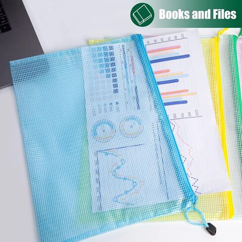 Koogel 12PCS Mesh Zipper Pouches, A4 Size Zipper Pouch for Organizing, Waterproof Zipper Bags Small Zipper Pouch for School Supplies, Office Supplies, Travel Storage in Saudi Arabia