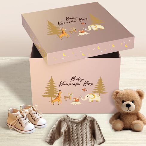 ULARCS Baby Memory Book/Large Keepsake Box & 30 Monthly & Baby First Milestone Stickers - Gender Neutral First Year Scrapbook Journal in Saudi Arabia