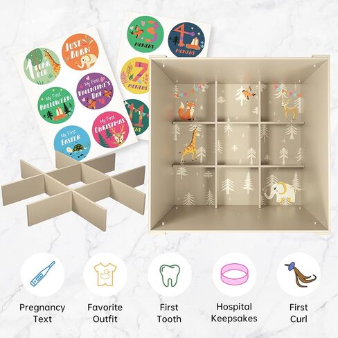 ULARCS Baby Memory Book/Large Keepsake Box & 30 Monthly & Baby First Milestone Stickers - Gender Neutral First Year Scrapbook Journal in Saudi Arabia
