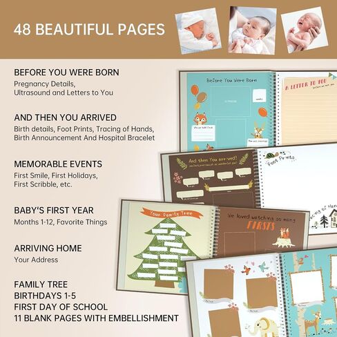 ULARCS Baby Memory Book/Large Keepsake Box & 30 Monthly & Baby First Milestone Stickers - Gender Neutral First Year Scrapbook Journal in Saudi Arabia