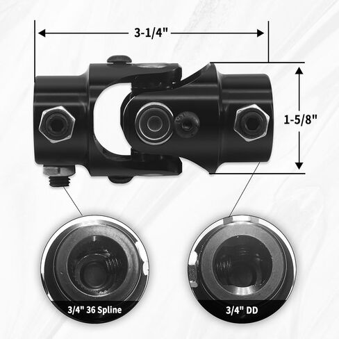 3/4-36 Spline X 3/4" DD Black Steering Universal Joint Single U Joint Shaft in Saudi Arabia