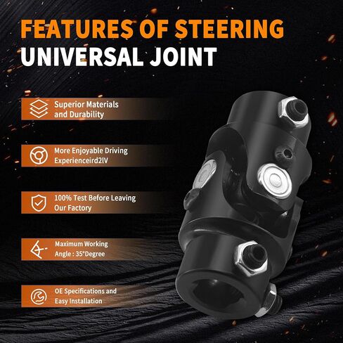 3/4-36 Spline X 3/4" DD Black Steering Universal Joint Single U Joint Shaft in Saudi Arabia