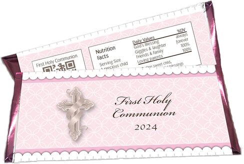 First Holy Communion candy bar wrappers - Set of 20 - Pink foil included in Saudi Arabia