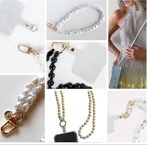 سلسلة هاتف Fiona Lucia Pearl حول الجسم، حبل للهاتف الخلوي، حامل هاتف حول الرقبة وحزام لهاتف iPhone ومعظم الهواتف | مع رقعة قوية لتركيبها داخل حافظة هاتفك | هدية عظيمة! in Kuwait