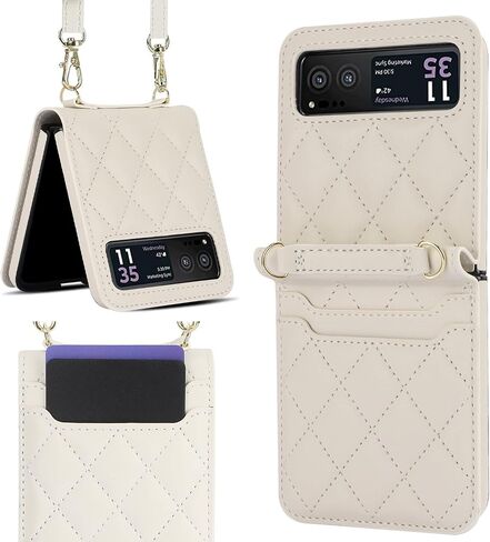 for Motorola Moto Razr 2023 Case with Card Holder & Crossbody & Hand Strap [Not fit Razr Plus 2023] Slim PU Leather Moto Razr 2023 Phone Case Women Girls Leather Case for Razr 2023 Black in Saudi Arabia