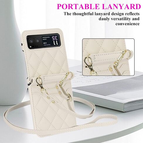 for Motorola Moto Razr 2023 Case with Card Holder & Crossbody & Hand Strap [Not fit Razr Plus 2023] Slim PU Leather Moto Razr 2023 Phone Case Women Girls Leather Case for Razr 2023 Black in Saudi Arabia