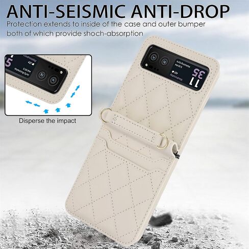 for Motorola Moto Razr 2023 Case with Card Holder & Crossbody & Hand Strap [Not fit Razr Plus 2023] Slim PU Leather Moto Razr 2023 Phone Case Women Girls Leather Case for Razr 2023 Black in Saudi Arabia