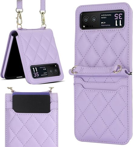 for Motorola Moto Razr 2023 Case with Card Holder & Crossbody & Hand Strap [Not fit Razr Plus 2023] Slim PU Leather Moto Razr 2023 Phone Case Women Girls Leather Case for Razr 2023 Black in Saudi Arabia