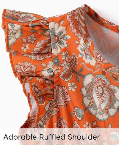 PATPAT Little Big Girls Dress Vintage Boho Floral Ruffle Short Sleeve Casual Swing Dress with Braided Belt in Kuwait