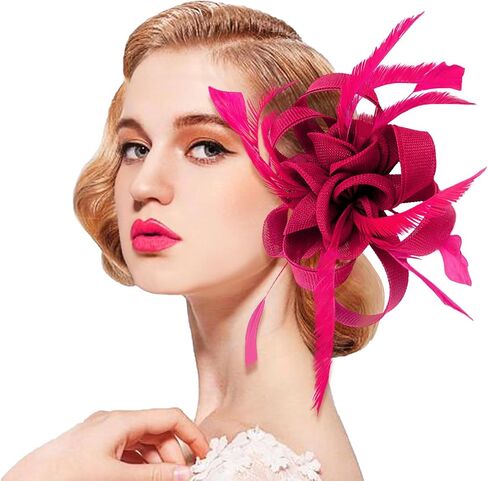 Dressfan Fascinator قبعة خوذة المرأة 20s 50s خمر عقال ل كنتاكي ديربي/زفاف/كوكتيل/زفاف/حفلة الشاي in Kuwait