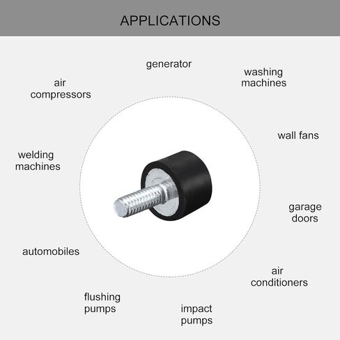 uxcell Rubber Mounts 4pcs M8 Male/Female Vibration Isolator Shock Absorber, for Garage Motor Air Compressor Car Boat Bobbins, D40mmxH40mm in Saudi Arabia