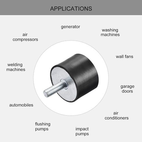 uxcell Rubber Mounts 4pcs M8 Male/Female Vibration Isolator Shock Absorber, for Garage Motor Air Compressor Car Boat Bobbins, D40mmxH40mm in Saudi Arabia