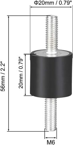 uxcell 20 x 15mm Rubber Mounts,Vibration Isolators,Shock Absorber with M6 x 18mm Studs 2pcs in Saudi Arabia