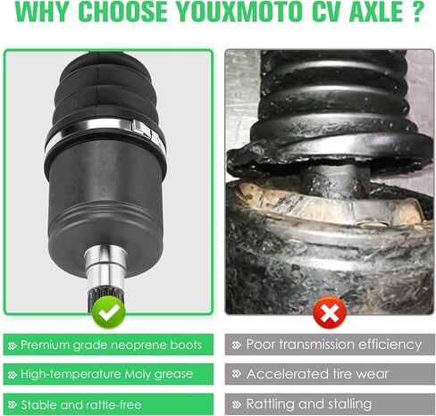Youxmoto Front Left+Right CV Axles & Wheel Bearing Kit Fit for Can-Am Defender HD5 HD8 HD9 HD10 (XT DPS) 2016 2017 2018 2019 2020 2021 2022; 4340 Chromoly Steel CV Axle Drive Shaft in Saudi Arabia