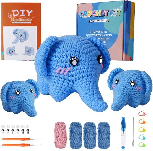 Talentree Crochet Kit for Beginners, Crochet Animal Kit with Step-by-Step Video Tutorials, Beginner Crochet Kit for Adults Kids, Crochet Starter Kit Includes 40% Extra Yarn(Turtle Family 3 Pack) in Saudi Arabia
