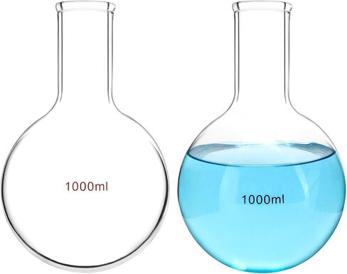 QWORK Boiling Flask, 1000ml Borosilicate Glass Flask with Flat Bottom, Single Narrow Neck Boiling Flask, Heavy Wall Receiving Apparatus, 2 Pack in Saudi Arabia