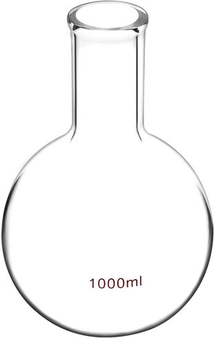 QWORK Boiling Flask, 1000ml Borosilicate Glass Flask with Flat Bottom, Single Narrow Neck Boiling Flask, Heavy Wall Receiving Apparatus, 2 Pack in Saudi Arabia