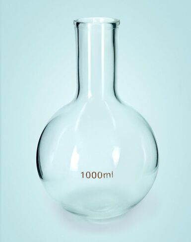 QWORK Boiling Flask, 1000ml Borosilicate Glass Flask with Flat Bottom, Single Narrow Neck Boiling Flask, Heavy Wall Receiving Apparatus, 2 Pack in Saudi Arabia