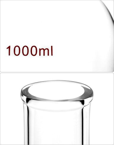 QWORK Boiling Flask, 1000ml Borosilicate Glass Flask with Flat Bottom, Single Narrow Neck Boiling Flask, Heavy Wall Receiving Apparatus, 2 Pack in Saudi Arabia