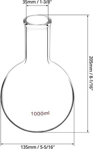 QWORK Boiling Flask, 1000ml Borosilicate Glass Flask with Flat Bottom, Single Narrow Neck Boiling Flask, Heavy Wall Receiving Apparatus, 2 Pack in Saudi Arabia