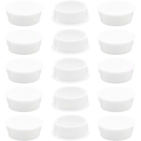15PCS 38mm(1 1/2") White Hole Plugs Plastic Flush Type Hole Plugs Snap in Locking Hole Tube, Furniture Fencing Post Pipe Insert End Caps (White) in Kuwait