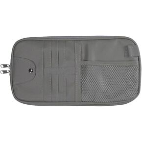 Car Visor Organizer, Double Zipper Sunglass Holder with Elastic Bands, PU Leather Car Storage Holder, Multi-Pocket Storage Pouch, Sun Visor Organizer for Most Cars (Beige) in Saudi Arabia