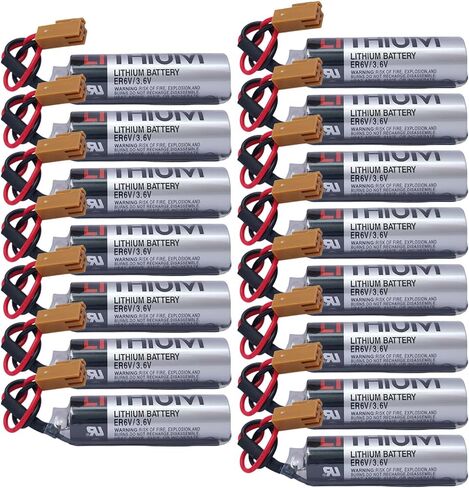 (15 حزمة) ER6V/3.6V 2400mAh ER6VC119A/ER6VC119B PLC بطارية ليثيوم غير قابلة للشحن مع قابس بني in Kuwait