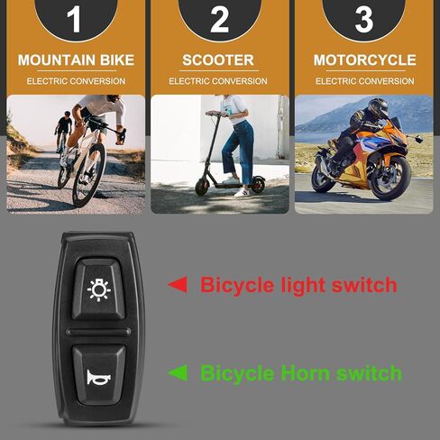 Electric Bike 2-in-1 Switch for Headlight for Horn, 3-Pin Waterproof Design for E-Bikes, Scooters, and Electric Vehicles, Fits 22.2 mm Handlebar ABS Material for Outdoor Cycling Safety and Control in Saudi Arabia