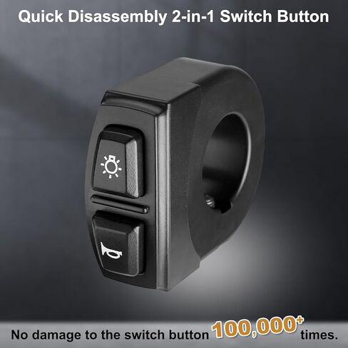 Electric Bike 2-in-1 Switch for Headlight for Horn, 3-Pin Waterproof Design for E-Bikes, Scooters, and Electric Vehicles, Fits 22.2 mm Handlebar ABS Material for Outdoor Cycling Safety and Control in Saudi Arabia