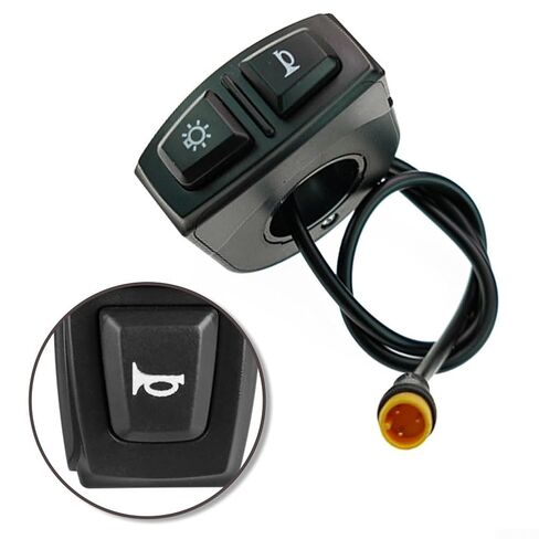 Electric Bike 2-in-1 Switch for Headlight for Horn, 3-Pin Waterproof Design for E-Bikes, Scooters, and Electric Vehicles, Fits 22.2 mm Handlebar ABS Material for Outdoor Cycling Safety and Control in Saudi Arabia