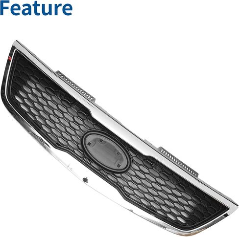 X AUTOHAUX Front Upper Hood Bumper Grille Grill for Kia Forte 2010-2013 Front Upper Bumper Kidney Grille Grill Black Chrome Silver Tone in Saudi Arabia