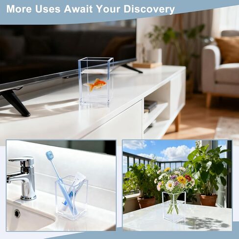 10 Pack Clear Acrylic Pen Holders, Pencil Cups & Makeup Brush Organizers, Transparent Desk Storage for Office, School, Home & Study Supplies(10pcs) in Saudi Arabia