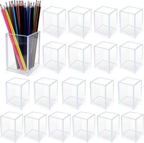 10 Pack Clear Acrylic Pen Holders, Pencil Cups & Makeup Brush Organizers, Transparent Desk Storage for Office, School, Home & Study Supplies(10pcs) in Saudi Arabia