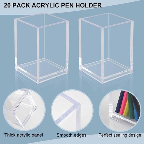 10 Pack Clear Acrylic Pen Holders, Pencil Cups & Makeup Brush Organizers, Transparent Desk Storage for Office, School, Home & Study Supplies(10pcs) in Saudi Arabia