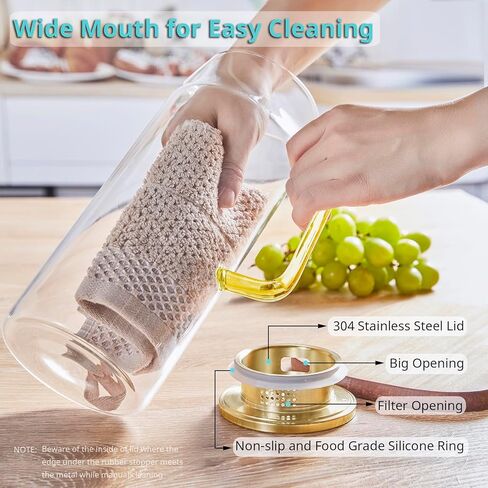 1.2 Liter 40 oz Glass Pitcher with Lid and Spout, Bivvclaz Glass Water Pitcher for Fridge, Glass Carafe for Hot/Cold Water, Iced Tea Pitcher, Small Pitcher for Coffee, Juice and Homemade Beverage in Kuwait