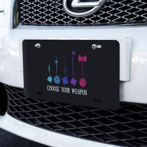 Graphics and More Choose Your Weapon Dungeon RPG Dice Novelty Metal Vanity Tag License Plate in Saudi Arabia