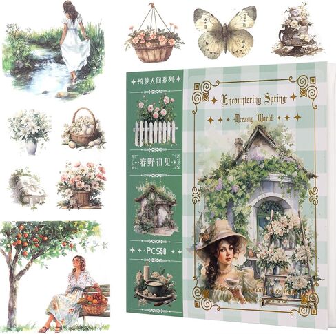 ملصقات مجلة الحديقة، 50 ورقة من كتاب ملصقات يوميات واشي غير المرغوب فيه، لوازم سجل القصاصات، سجل قصاصات بالألوان المائية للبالغين، حرفة فنية زخرفية خضراء in Kuwait