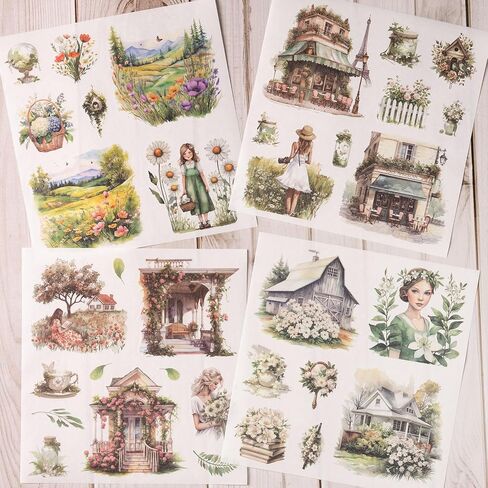 ملصقات مجلة الحديقة، 50 ورقة من كتاب ملصقات يوميات واشي غير المرغوب فيه، لوازم سجل القصاصات، سجل قصاصات بالألوان المائية للبالغين، حرفة فنية زخرفية خضراء in Kuwait