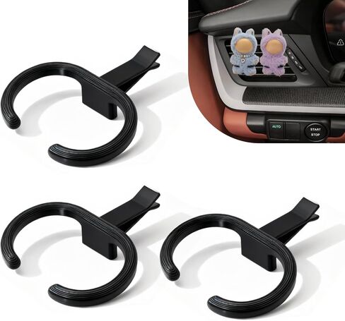 3Pcs 3D Printed Car Air Vent Stands for mini Labubu 4.0 The Monsters Pin for Love Series, Black Display Mount for Small Dolls with 2.17-inch Wide Clip, Cute Car Interior Accessories in Saudi Arabia