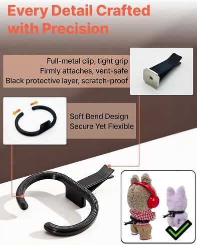 3Pcs 3D Printed Car Air Vent Stands for mini Labubu 4.0 The Monsters Pin for Love Series, Black Display Mount for Small Dolls with 2.17-inch Wide Clip, Cute Car Interior Accessories in Saudi Arabia