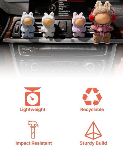 3Pcs 3D Printed Car Air Vent Stands for mini Labubu 4.0 The Monsters Pin for Love Series, Black Display Mount for Small Dolls with 2.17-inch Wide Clip, Cute Car Interior Accessories in Saudi Arabia