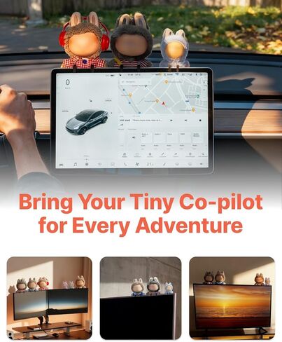 3Pcs 3D Printed Car Air Vent Stands for mini Labubu 4.0 The Monsters Pin for Love Series, Black Display Mount for Small Dolls with 2.17-inch Wide Clip, Cute Car Interior Accessories in Saudi Arabia