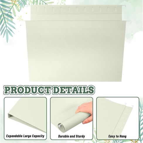 Whaline 36 Pack Sage Green Hanging File Folders Letter Size Solid Green File Pockets with Tab for Home Office Classroom Supplies, 9.3 x 12.1 Inch in Saudi Arabia
