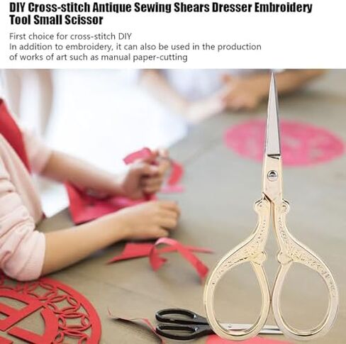 Vintage European Style Scissors, Golden Stainless Steel Sewing Scissors for Cross Stitch Cutting Embroidery Handcraft Craft Art Work DIY Tool in Saudi Arabia