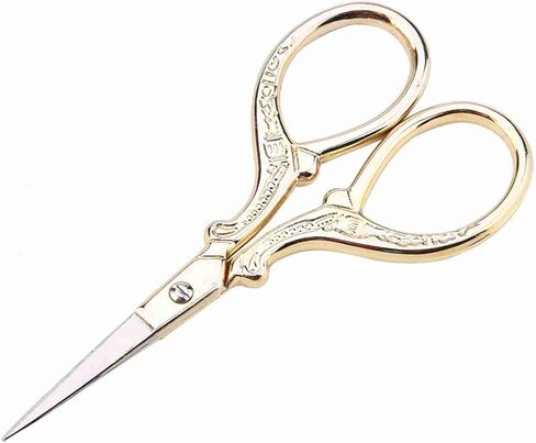 Vintage European Style Scissors, Golden Stainless Steel Sewing Scissors for Cross Stitch Cutting Embroidery Handcraft Craft Art Work DIY Tool in Saudi Arabia